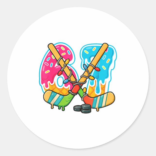 Sticker Rond 67 Ice Cream Drip Hockey Christmas Light  (Devant)