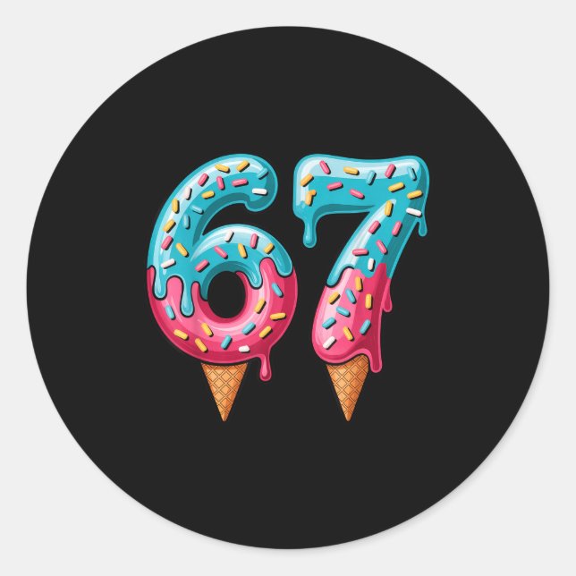 Sticker Rond 67 Ice Cream Drip Meme  (Devant)