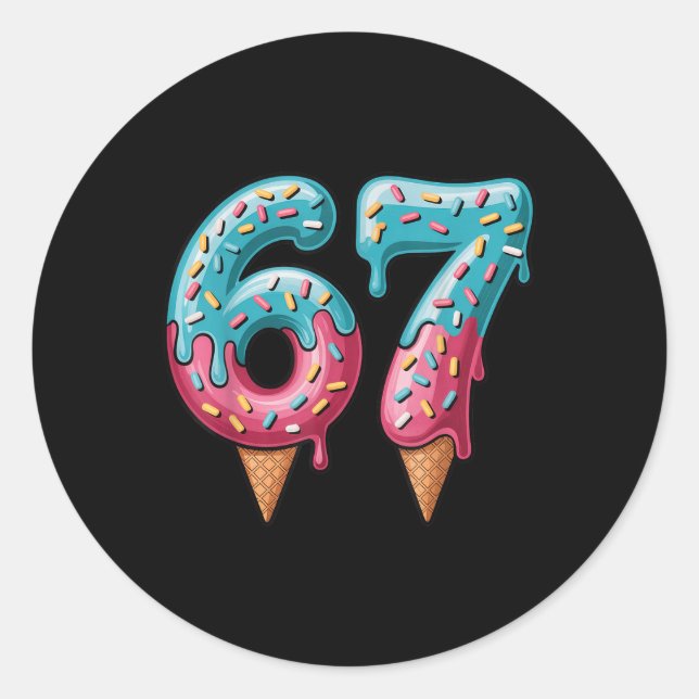 Sticker Rond 67 Ice Cream Drip Meme  (Devant)