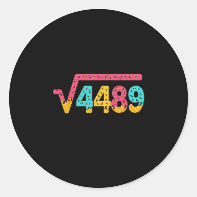 Sticker Rond 67 Ice Cream Drip Meme Square Root 4489 Slang Math (Devant)