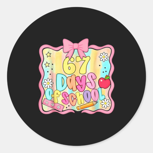 Sticker Rond 67 Jours D'école Prépa 67e Jour D'école Enseignant (Devant)