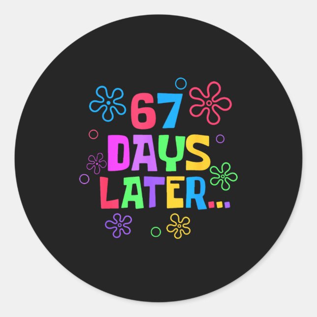 Sticker Rond 67 jours plus tard 67e jour d'école Enseignants Él (Devant)