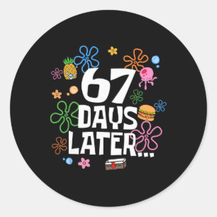 Sticker Rond 67 jours plus tard Joyeux 100 jours d'école Élève 