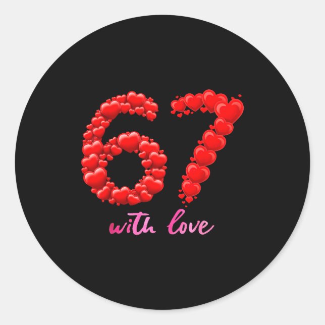 Sticker Rond 67 Love Valentine Cute Romantic Aesthetic Heart Fo (Devant)