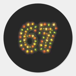 Sticker Rond 67 Lumières de Noël 6 7 Mème Langue Gen Alpha