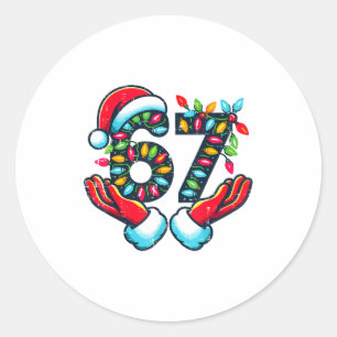 Sticker Rond 67 Lumières de Noël Drôle de Noël 6 7 Mème Xmas