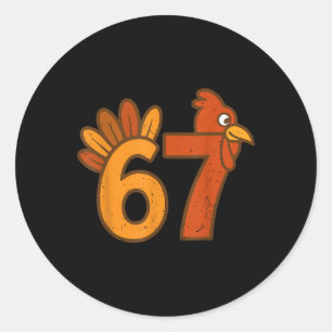 Sticker Rond 67 Mathématiques de Thanksgiving Dinde Drôle Brain