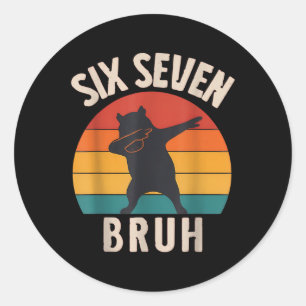 Sticker Rond 67 Mème 6 7 Dabbing Capyra Six Seven Bruh Drôle Bo