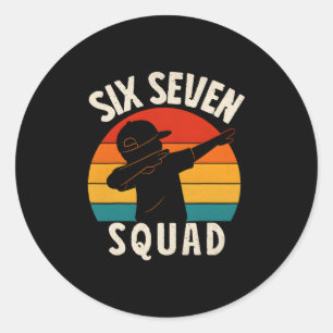 Sticker Rond 67 Meme 6 7 Nombres Dabbing Six Seven Équipe Drôle