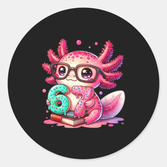 Sticker Rond 67 Meme Axolotl Funny Six Seven Axolotl Lover For  (Devant)