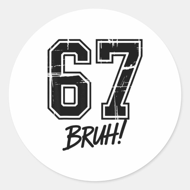 Sticker Rond 67 Meme Bruh Six Seven  (Devant)