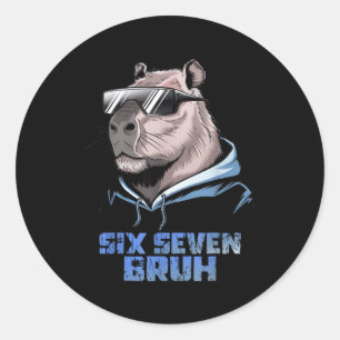 Sticker Rond 67 Meme Capybara Drôle Six Sept Bruh Capybara Pour