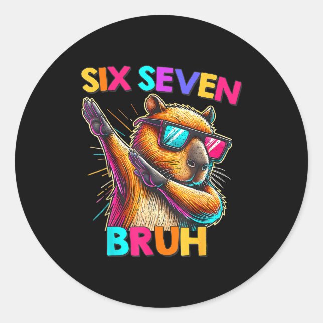 Sticker Rond 67 Meme Capybara Six Seven Bruh Capybara Kids Boys (Devant)