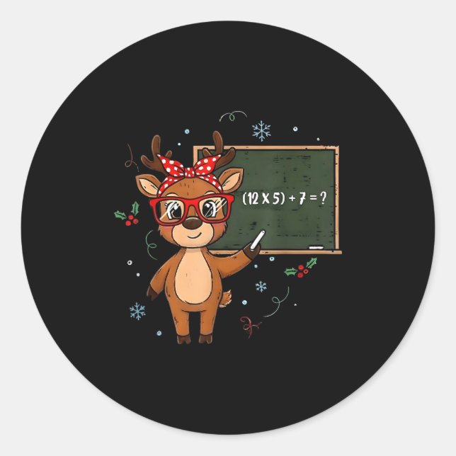 Sticker Rond 67 Meme Christmas Reindeer Funny 6 7 Teacher Men W (Devant)