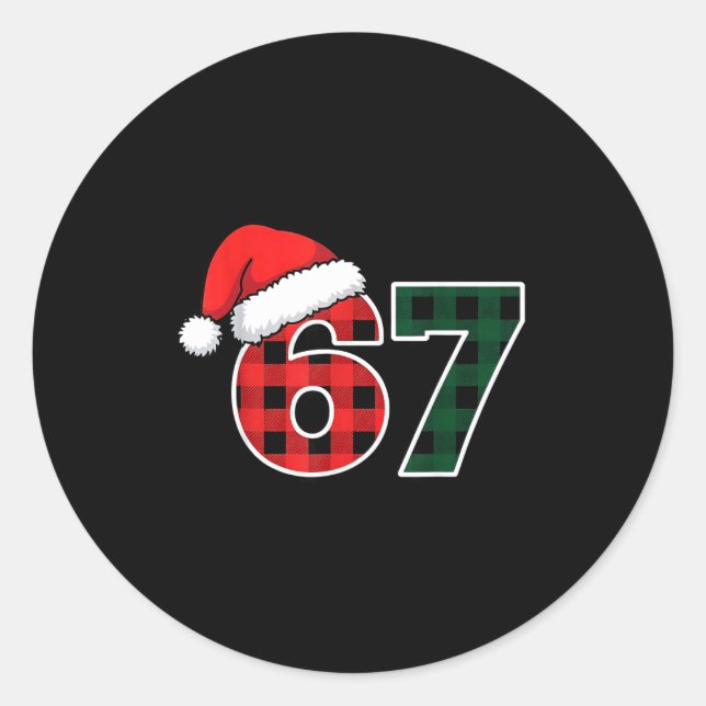 Sticker Rond 67 Meme Christmas Six Seven  (Devant)