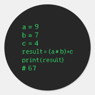 Sticker Rond 67 Meme Code Python Résultat Humour Geek Six Sept 