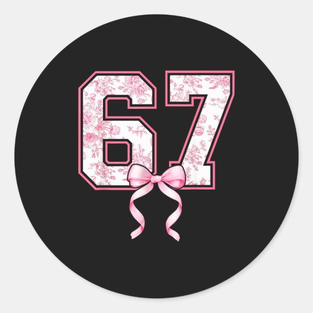 Sticker Rond 67 Meme Coquette Toile Nk Bow Funny Six Seven Girl (Devant)