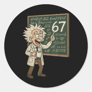 Sticker Rond 67 mème de maths drôle professeur génie tableau no