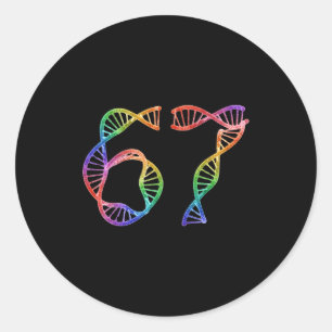 Sticker Rond 67 Mème de nombre drôle Réplication de l'ADN Bio m
