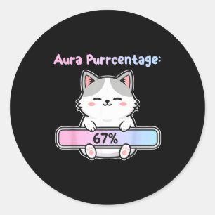 Sticker Rond 67 Mème drôle d'énergie d'aura de chat à Six Sept 