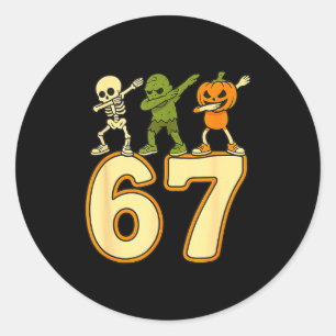 Sticker Rond 67 Meme Drôle Halloween Nombres Six Sept Hommes Fe
