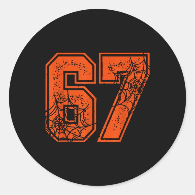 Sticker Rond 67 Meme Drôle Six Sept Génération Alpha Halloween  (Devant)