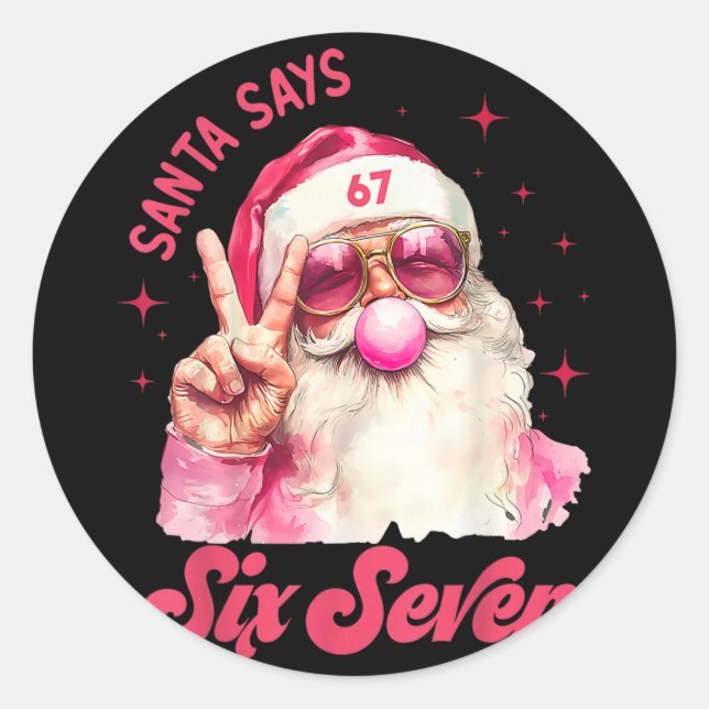 Sticker Rond 67 Meme Drôle Six Sept Noël 6-7 Meme Santa 6 (Devant)