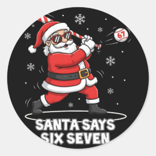 Sticker Rond 67 Meme Drôle Six Sept Noël 6-7 Meme Santa 6