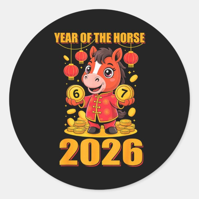 Sticker Rond 67 Meme Funny Chinese New Year 2026 Year Of The Ho (Devant)