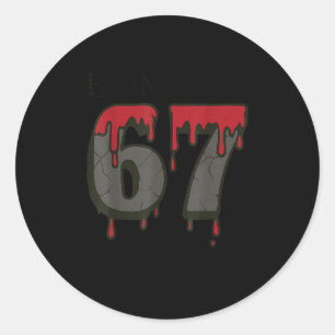 Sticker Rond 67 Meme Halloween Ensorcelé Effrayant - Six Sept G