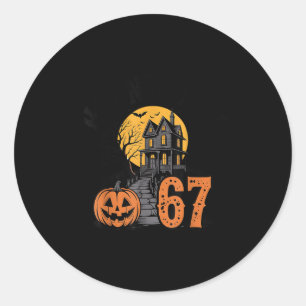 Sticker Rond 67 Meme Halloween Ensorcelé Soky - Six Sept Gen Al