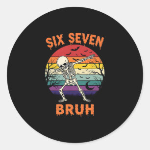 Sticker Rond 67 Meme Halloween Six Seven Nombres de squelette D