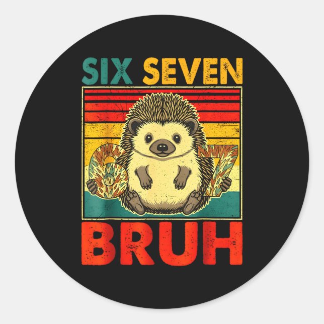 Sticker Rond 67 Meme Hérisson Drôle Six Sept Bruh Hérisson Pour (Devant)