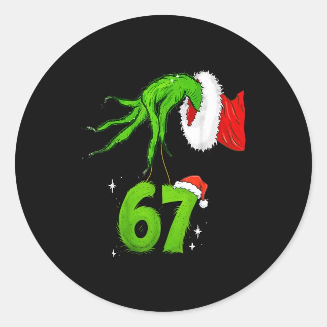 Sticker Rond 67 Meme Humor 6-7 Funny Six Seven Christmas  (Devant)