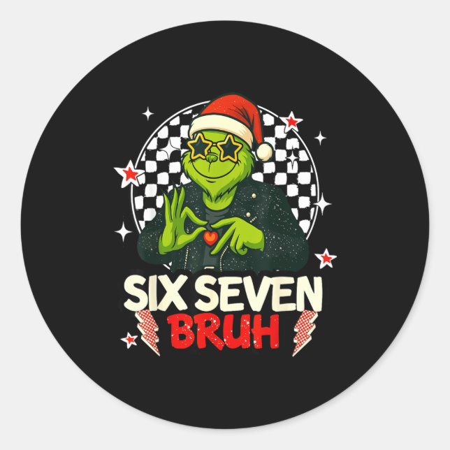 Sticker Rond 67 Meme Humor 6-7 Funny Six Seven Christmas  (Devant)