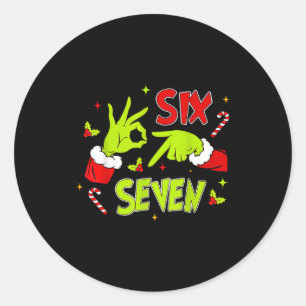 Sticker Rond 67 Meme Humour 6-7 Drôle Noël Six Sept Noël 
