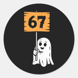 Sticker Rond 67 Meme Humour 6-7 Six Seven Halloween 