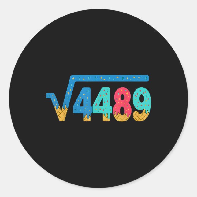 Sticker Rond 67 Meme Ice Cream Drip Square Root 4489 Slang Math (Devant)