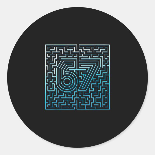 Sticker Rond 67 Meme Labyrinthe Caché Gen Z Alpha 6 7  (Devant)