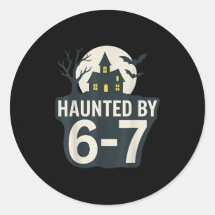 Sticker Rond 67 Meme Maison Halloween Effrayant - Six Seven Gen