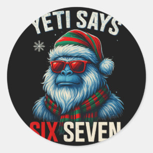 Sticker Rond 67 Meme Noël Bigfoot Drôle Yeti Dit Six Sept