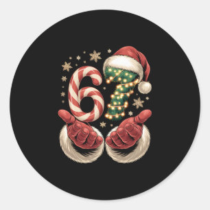 Sticker Rond 67 Meme Noël Drôle 6 7 Langage Gen Alpha Père Noël