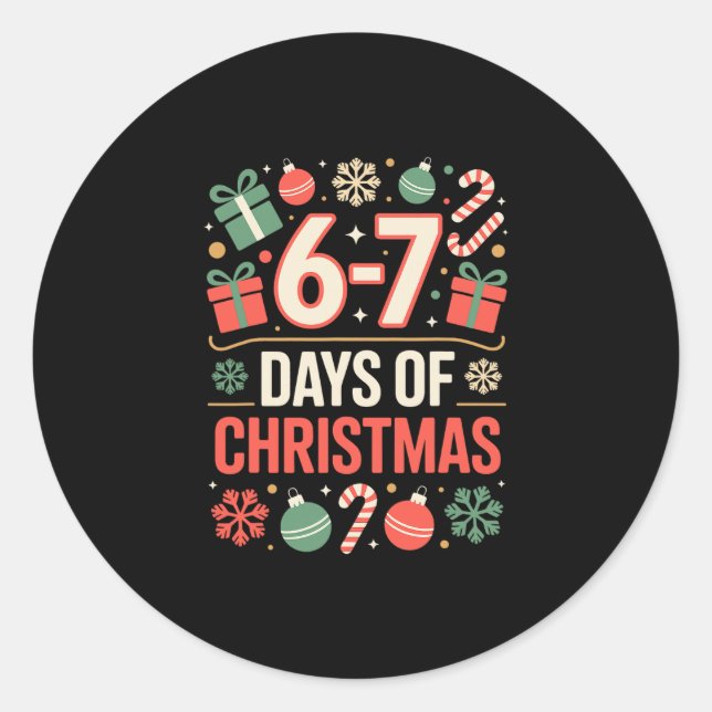 Sticker Rond 67 Meme Noël Vacances Drôle Six Sept Génération Al (Devant)