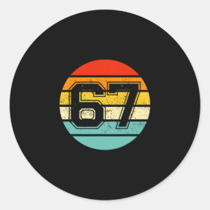 Sticker Rond 67 Mème Six Sept 6 7 Mème Drôle Numéro Vintage 
