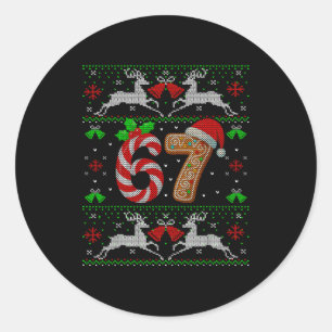 Sticker Rond 67 Mème Six Sept Drôle de Noël Xmas Sweate