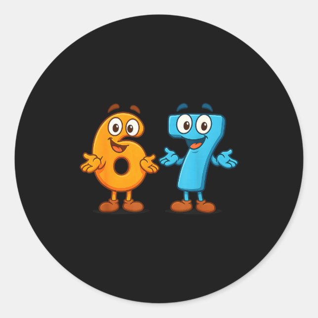 Sticker Rond 67 Mème Six Sept Enfants Blocs Numéro Professeur d (Devant)