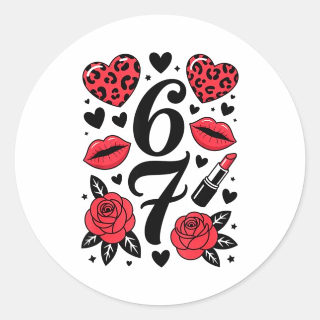 Sticker Rond 67 Meme Six Seven 67 Meme Six Seven 6 7 Saint-Vale (Devant)
