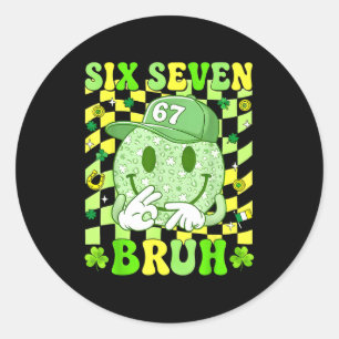 Sticker Rond 67 meme six seven 6 7 bruh Saint-Patrick chanceux
