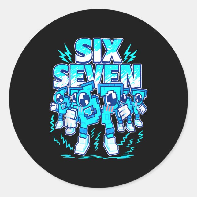 Sticker Rond 67 Meme Six Seven 6 7 Italian Brainrot Birthday Ki (Devant)