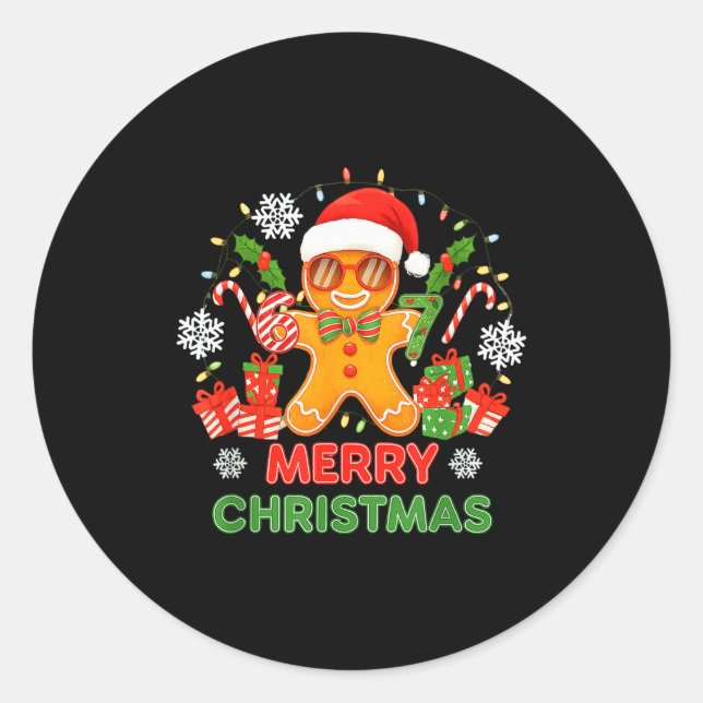 Sticker Rond 67 Meme Six Seven 6 7 Meme Funny Christmas Gingerb (Devant)